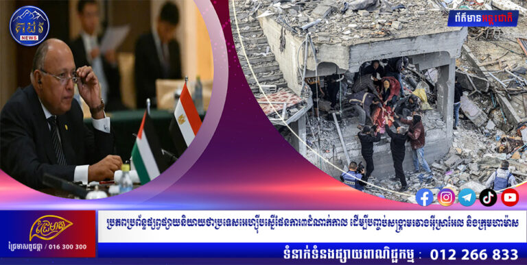 ប្រភពប្រព័ន្ធផ្សព្វផ្សាយនិយាយថាប្រទេសអេហ្ស៊ីបស្នើផែនការ ៣ ដំណាក់កាលដើម្បីបញ្ចប់សង្គ្រាមរវាងអ៊ីស្រាអែល និងក្រុមហាម៉ាស